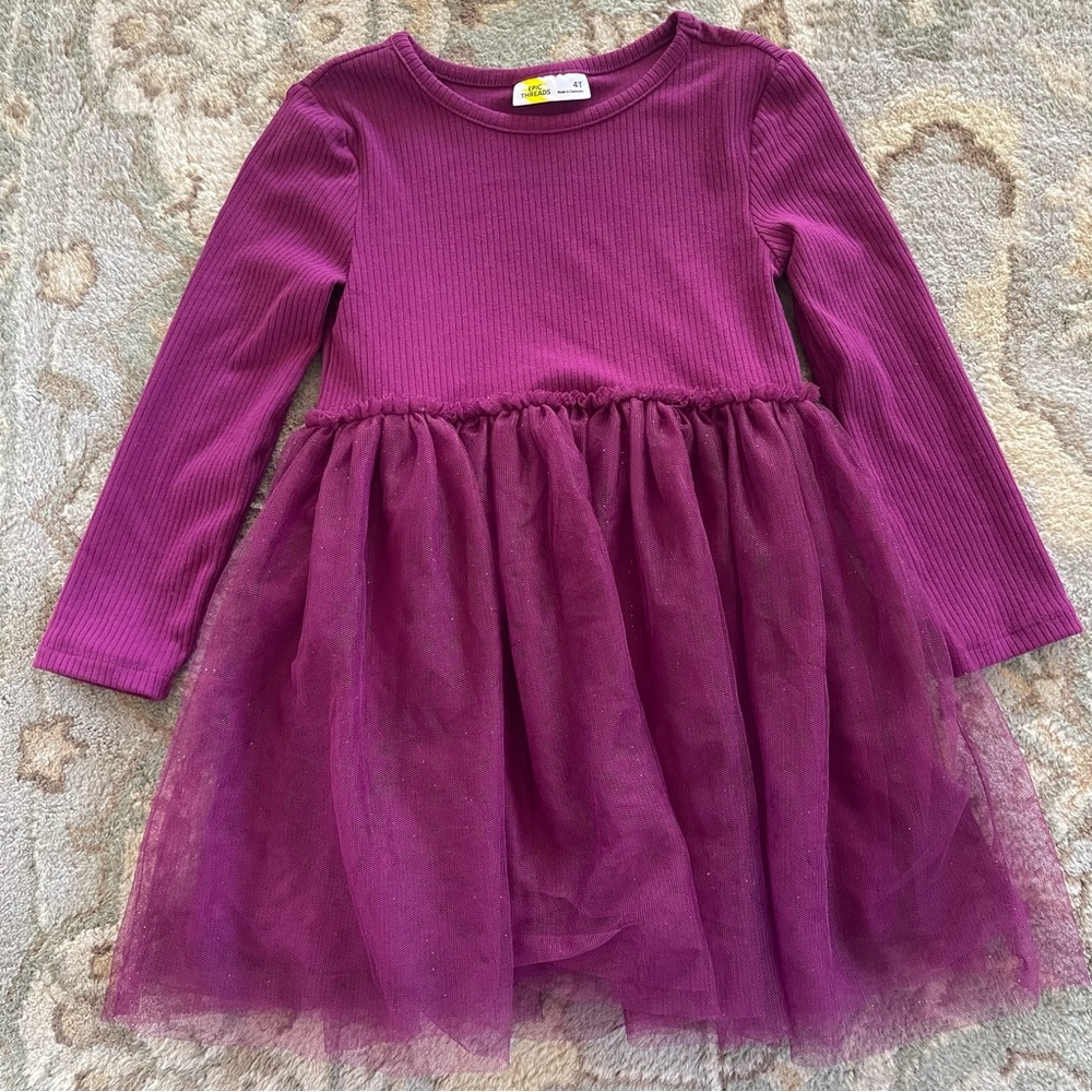 Epic Threads Little Girls Long-Sleeve Glitter Tulle Dress 4T